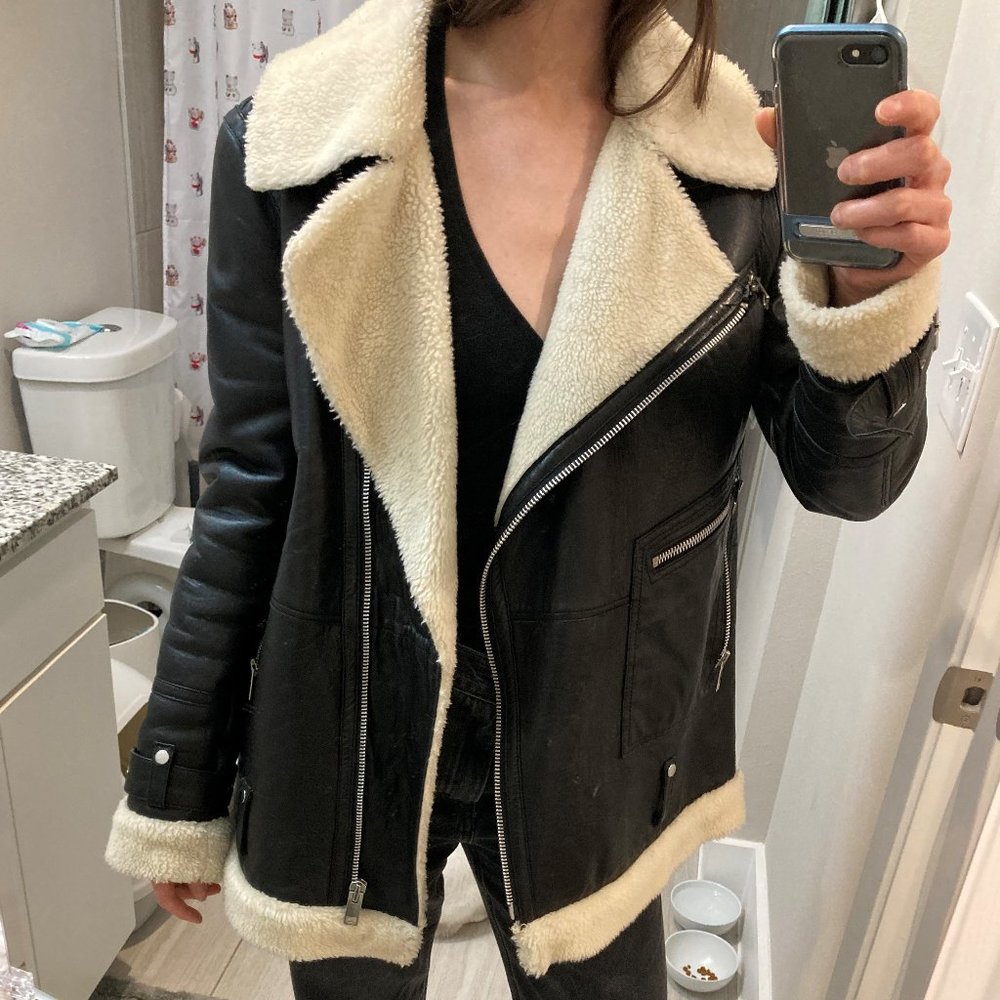 Walter Baker New York Leather Shearling Coat